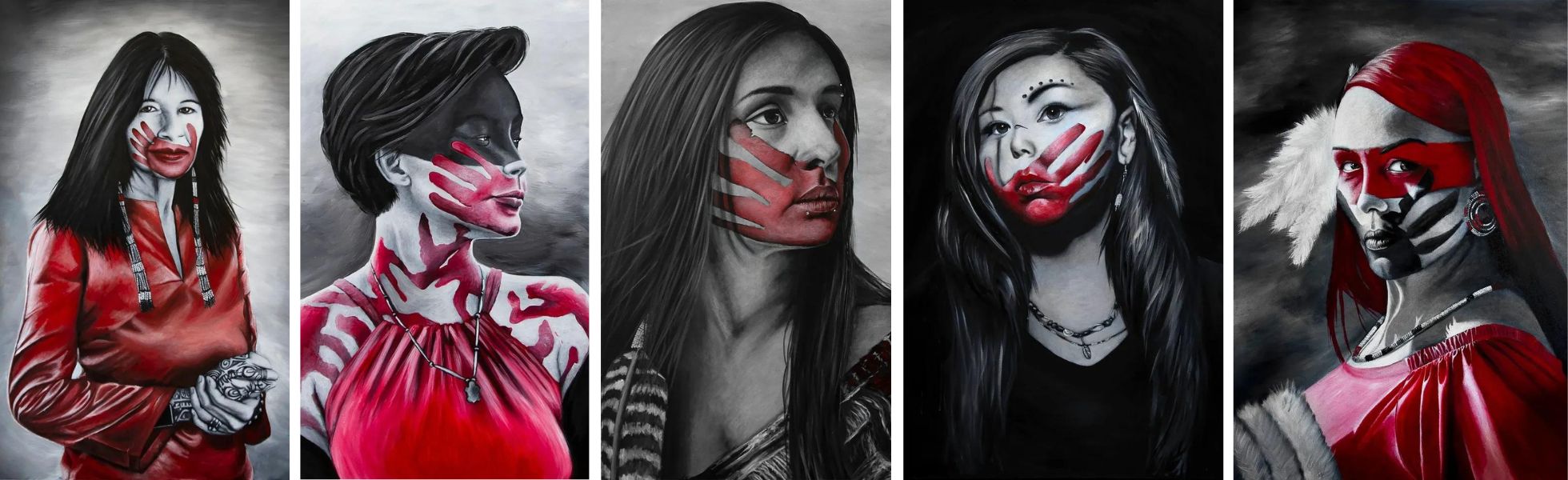 A collage of some of the paintings from LaFond's series.