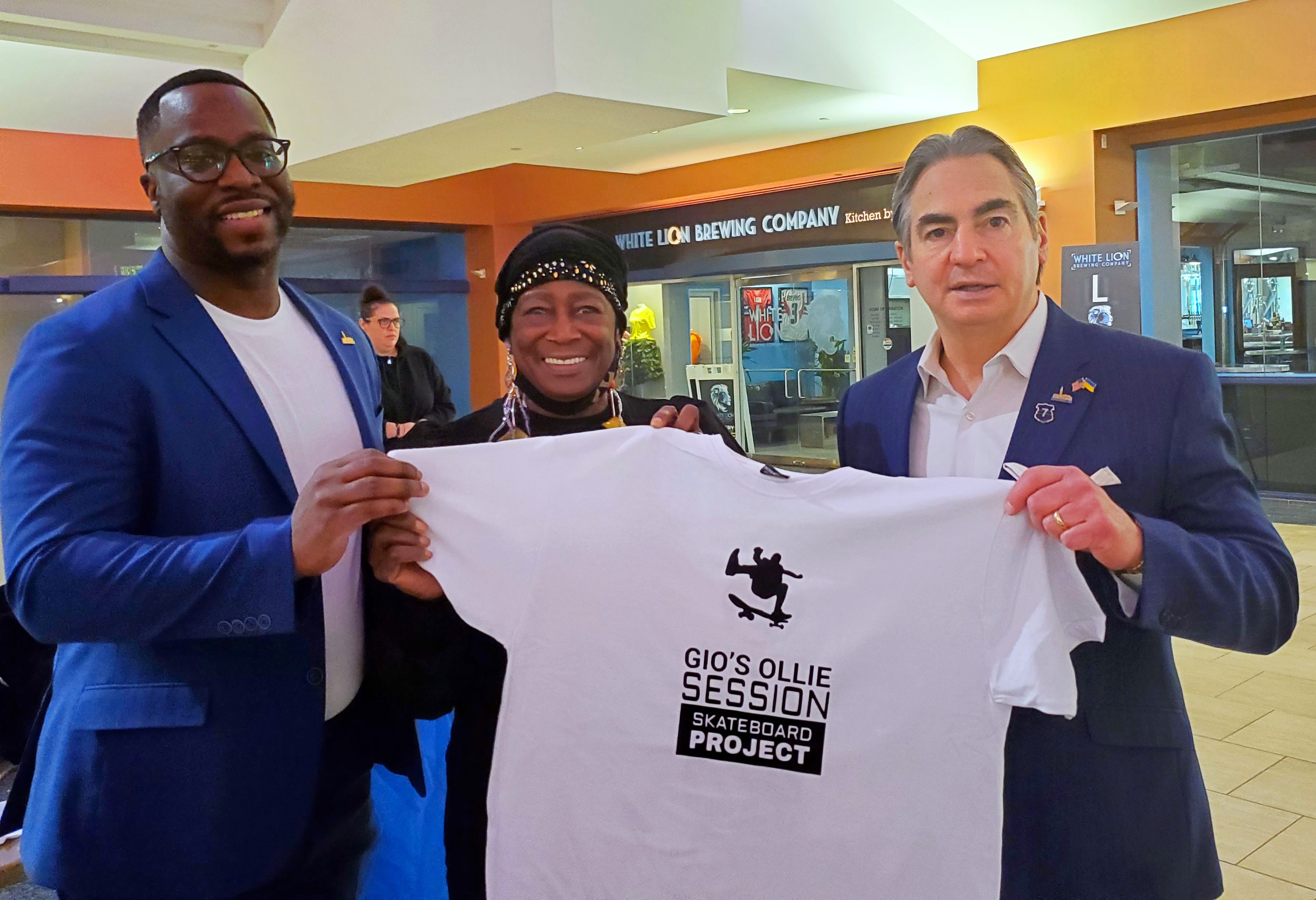 City Councillor Lavar Click-Bruce, Rosemary Tracy Woods, and Mayor Domenic J. Sarno (2022).